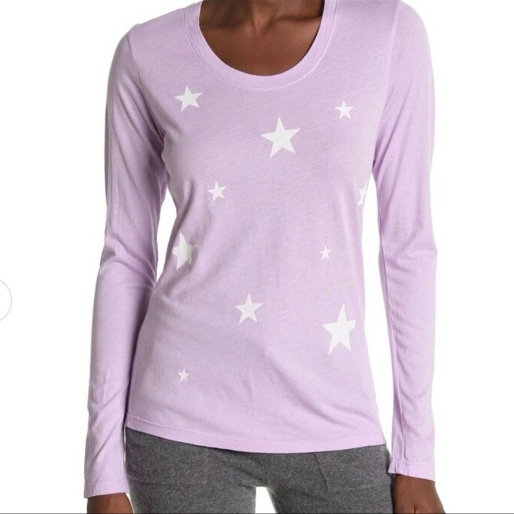 Nordstrom Sundry Star Long Sleeve T-Shirt Purple Womens Medium NWT